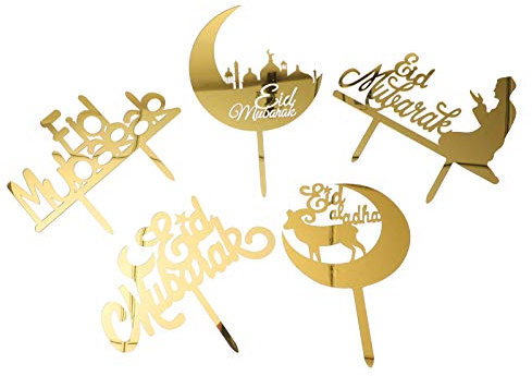 Amosfun Eid Mubarak Kuchen Topper Ramadan Mubarak Goldene Glizter Crescent Cupcake Topper Kuchendeckel Kuchen Topper Tortenstecker Tortenaufsatz Tortenaufleger für Eid Party Deko 10 Stück