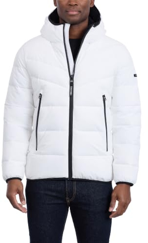 Calvin Klein Herren Wintermantel – Puffer-stretchjacke mit Sherpa-kapuze Jacke
