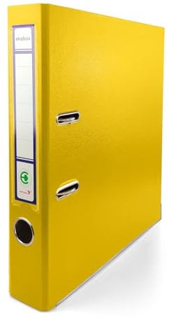 Netuno 1x Ring-Buch Gelb DIN A4 Ekobox 2-Ring-Mechanik 5cm Ringmappe a4 schmaler Aktenordner a4 schmal Aktenordner dünn Kunststoffordner einfarbig Ordner Dokumente Ringbuch Ordner Schulordner