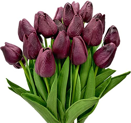 Aisamco 20 Stück Künstliche Tulpen Gefälschte Tulpen Hochzeitssträuße Blumen Gefälschte Tulpen PU Tulpen Blumen für Hauptzimmer Herzstück Hochzeitsdekoration