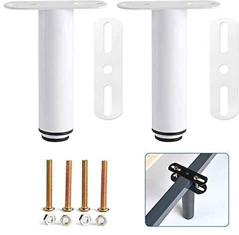 Pied De Lit, Pieds De Sommier, Lot De 2 Pied De Lit Liaison MéTal RéGlables en MéTal Pieds pour Sommier, TrèS RéSistants Convient pour Lattes Universel Sommier MéTal, Armoire, Canapé 18 à 33 Cm Blanc