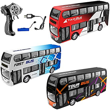 Diawell RC Ferngesteuertes Bus Auto Spielzeugauto mit Frondlicht Akku Ladegeräte 2,4GHz 30cm lang 2,4 GHz mit Wiederaufladbare Batterien als Geschenk für Kinder, Jungen und Mädchen