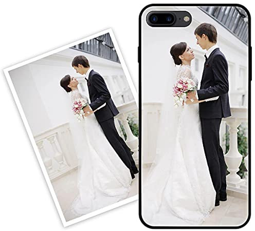 Sunrive Personalisierte Hülle kompatibel mit iPhone SE 2020/8/7 Handyhülle Benutzerdefiniert Gehärtetes Glas Weicher Etui mit Eigenem Foto Bild Text Individuelle + Displayschutzfolie
