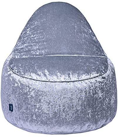 Loft 25 Relaxing Sitzsack für Erwachsene, für den Innenbereich, Wohnzimmer, superweicher Pannesamt, langlebig und bequem, ergonomisches Design, leichte Liege (Hai, Pannesamt)