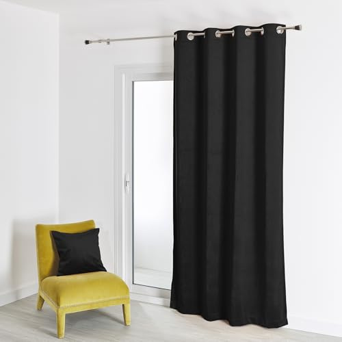 HomeMaison.com Vorhang, Samt, einfarbig, 135 x 260 cm, Schwarz