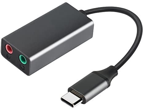 GINTOOYUN Carte son stéréo externe USB Type-C USB Type-C Dual Channel Carte son externe avec prise pour haut-parleurs/casque et microphone de 3,5 mm pour ordinateur portable, casque, microphones, PS4,