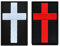 2 Stück religiöses schwarzes rotes Kreuz Gothic Punk Lustiger Aufnäher bestickt Klettverschluss Emblem Aufnäher Kleidung Zubehör Armband Schulter Rucksack Taktische Dekorative Abzeichen Patch