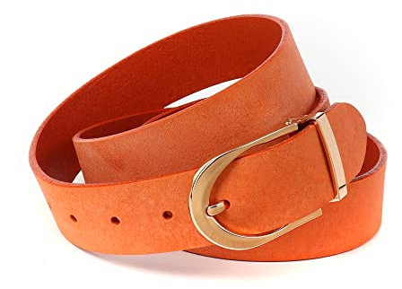 Anthoni Crown Damen Ledergürtel 43B131OR Gürtel, Orange, 90