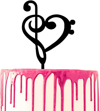 CARISPIBET cake topper musical clefs make heart-shaped acrylic wedding cake topper thematic decoration