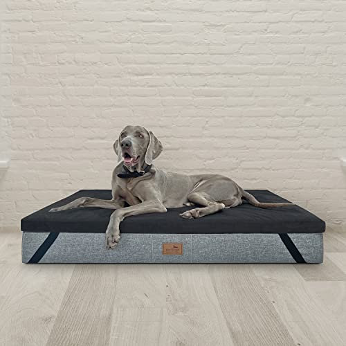 tierlando® Ortho-Topper High-Tech-Velours | Orthopädische Matratzenauflage für Hundetten Bezug kuschelig waschbar nachhaltiger Matratzenschoner Größe: 100x80cm | Farbe: 03 Schwarz