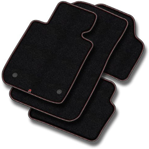 MatsMore Autoteppiche Automatten Velours Fussmatten passt für Opel Corsa B 1993-2000 - Premium, Matt, Rot und weiß fußmatten Auto - Erleben Sie neuen Fahrkomfort mit einem Velours- Auto fußmatten Sa