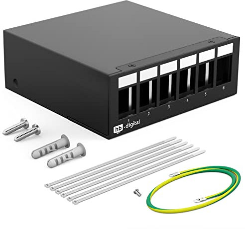 HB-DIGITAL Boîtier de panneau de brassage à 6 ports pour modules Keystone : prise RJ45, prise RJ11, IEC mâle/femelle, connecteur F, USB-C USB-A BF/AF, HDMI, borne borne borne filetée BNZ, connecteur