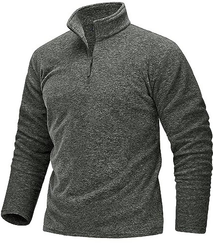 TACVASEN Herren Sportshirts Fleece Langarmshirts Joggingshirts Laufen 1/2 Zip Warm Pullover (XL, Dunkelgrau)