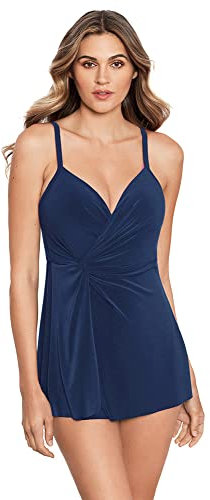 Miraclesuit Damen Bademode Twisted Sisters Adora Bauchkontrolle Bügel-BH Einteiler Badekleid, Mitternacht/Ausflug, einfarbig (Midnight//Getaway Solids), XL