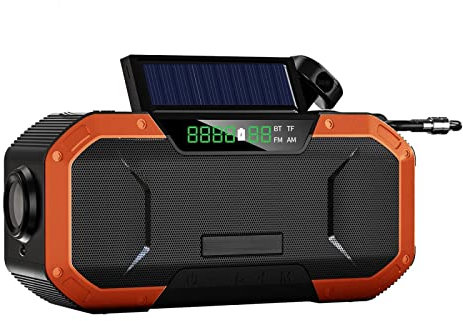 Portable Radio Digital Radio Hand-Cranked Generator Radio Outdoor Multi-Function Emergency Radio Solar Radio Bluetooth Speaker Orange