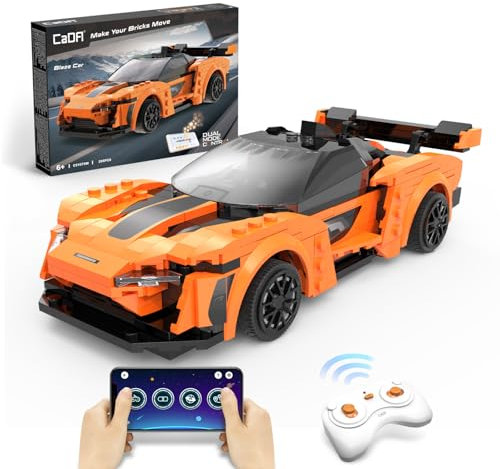 CaDA Ferngesteuertes Auto Klemmbausteine Dual Control 295Pcs Blaze C51075W RC Set - STEM Spielzeug Ab 3 Jahre