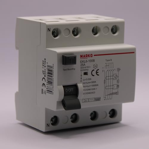 FI-Schutzschalter 25A 30mA Typ B RCD Fehlerstromschutzschalter Wallbox E-Auto Allstromsensitiv
