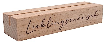 Interluxe Kartenhalter - Lieblingsmensch - Grußkartenhalter mit Spruch Fotohalter Kartenständer Tischkartenhalter aus Holz