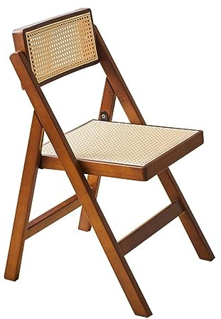 Mgchowue Klappstuhl aus Holz, Zusammenklappbar Esstisch Terrassenmöbel Rattan-Stuhl für Draußen & Drinnen, Terrasse, Veranda, Balkon, Party, Garten
