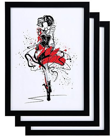 IDEAL TREND 3er 5er Set FlexiFrame Leichter Blockprofil Kunststoff Bilderrahmen mit Plexiglas Plastikrahmen: Farbe: 3er Pack Schwarz | Format: 30x40