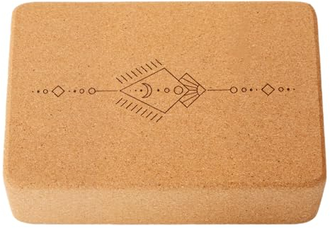 Divasya Yoga Block natural touch aus Kork/mittlere Größe/abgerundete Ecken/Klassisches Yogahilfsmittel bzw. Yogazubehör (1 Kork Block Magic Arrow)