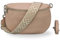 BRISE Bauchtasche Damen Echtes Leder AFIA Silber Handgemachte Umhängetasche Crossbody Bag mit Ledergurt + Optionalen Breiten Gemusterten Riemen 3 Fächer Hüfttasche Made in Italy (Rose-2)