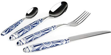 Excelsa Boheme Blue Set 24 Posate, Acciaio INOX, Manico in Plastica