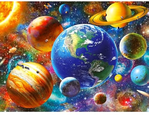 DAERLE DIY pintura diamante Universo de colores, Bricolaje Diamond Painting Kit completo Planeta, Diamante Bordado Pinturas Artes kit de punto de cruz para decoración de la pared del hogar 40x30cm