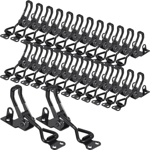 Hicarer Knebelriegel 4001, verstellbar, 150 kg Haltekapazität, Zugriegel, Metall-Türriegel, stabile Riegel, Hardware für Raucherdeckel, Werkzeugkasten (mit Schlossloch), 36 Stück