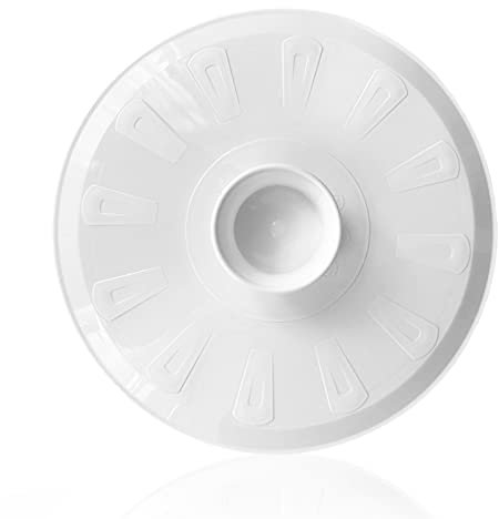 Tapa volteatortillas 26cm, tapa para sartén y para voltear tortilla de patatas, giratortillas de plastico para microondas, frigorífico, congelador, tapa girar tortilla (29cm, Blanco)