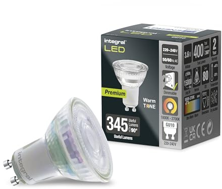 Integral LED 10 Pack WarmTone GU10 Dimmable Lamp, matt White