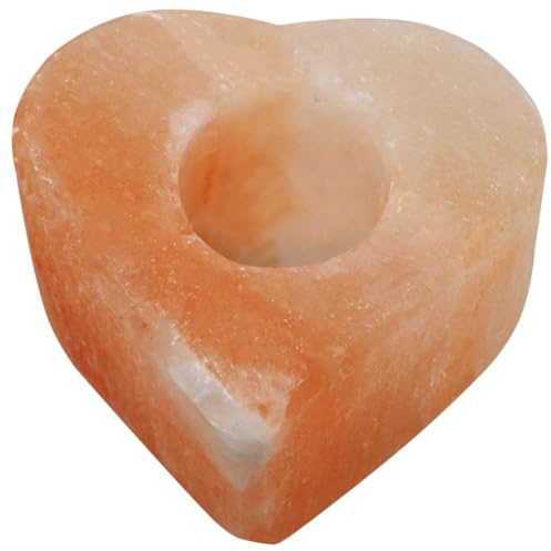 AOKWAWALIY Portacandele a forma di cuore Porta Tealight In Sale Portacandele Candela di sale Naturale Portacandele In Pietra Salata Supporto da Scrivania Cristallo Sale Pietra Matrimonio Artigianato