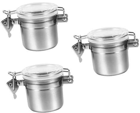 IMIKEYA 3 Pcs Tea Tea Canister Tea Containers Food Containers Vacuum Sealer Containers Tea Jar Vacuum Container Coffee Bean Jar Sugar Jar Crisper Stainless Steel Coffee Beans