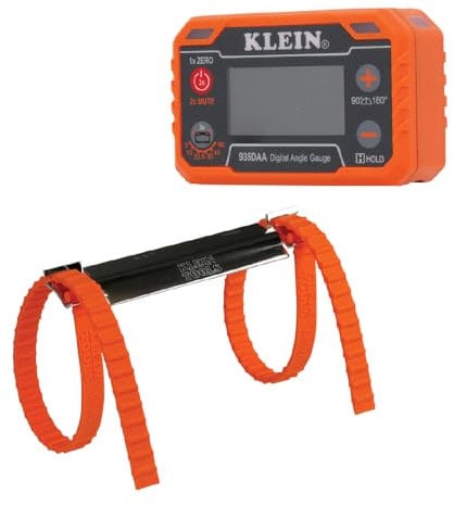 Klein Tools 80155 2-Piece Digital Electronic Level and Angle Gauge Set with LED Angle Alert, Plumber's Kit Straps, 0-90 and 0-180 Degrees