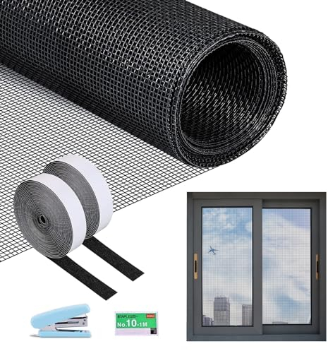 Fliegengitter Fenster 120 X 250 cm, Schneidbar Fiberglas Fliegengitter, Fliegengitter Meterware mit Installationswerkzeuge, Insektenschutz für Fenster, Balkontür, Wohnzimmer und Küche