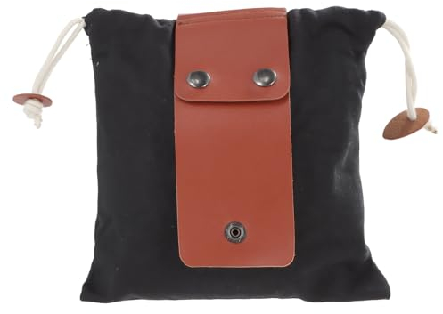 Bolsa de Forrajeo 21.5 * 20 cm, Riñonera Plegable de Lona Negro, Bolsa de Bushcraft Plegable, Bolsas de Forraje de Cuero de Lona Plegables, para Acampar al Aire Libre Senderismo