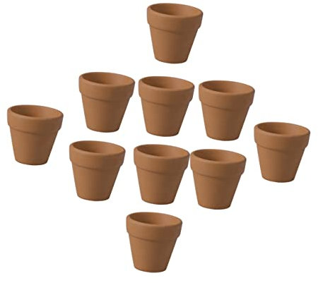 KONTONTY Lot de 10 Mini Pots en Terre Cuite 3 5 X 3 5 Cm pour Plantes Succulentes Pots De Fleurs en Céramique Poreuse pour Le Jardinage Intérieur
