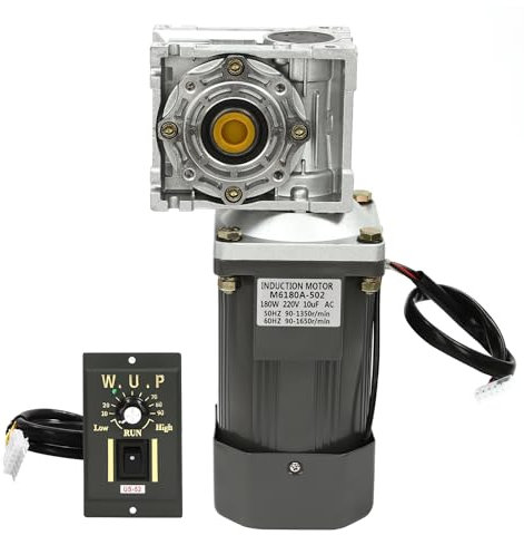 Moteur à engrenages 180 W, moteur à vis sans fin avec régulateur de vitesse, courant alternatif 0-27 tr/min, couple 35 Nm, pour fraiseuses, machines d'impression, ateliers de production