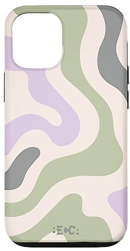 Salbeigrün Retro Liquid Swirl Abstraktes Muster Lila Telefon Hülle für iPhone 12/12 Pro