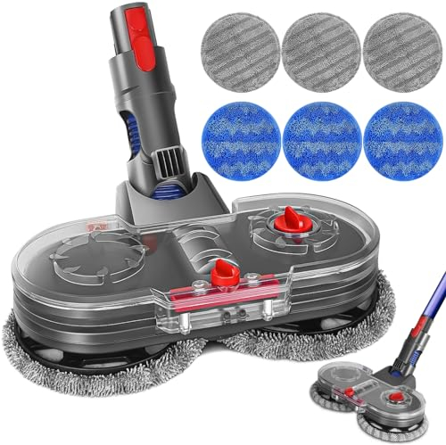 Testa di Mocio Elettrico per Dyson V7/ V8/ V10/ V11/ V15 Aspirapolvere, Pavimento Elettrico con Serbatoio dell'acqua Rimovibile e 6 Pezzi di Asciugamano