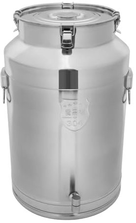JAYEUW Jarra de leche de acero inoxidable 304, 76L, para transportar leche, agua, hielo, vino, jarra de transporte con grifo, clips de cierre y tapa sellada, para el almacenamiento de líquidos (plata)