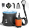 Mytrix Upgraded Portable Camping Shower Komplettset, wiederaufladbare 6000-mAh-Pumpe mit Smart Display, Multi-Mode-Sprühkopf, 5-Gal-Wassereimer, Orange Farbe