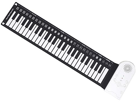Portable with Built-in Speaker Roll-up Keyboard Piano 49-key | Black Silicone Abs Build, Foldable Design, Suitable for Children and Adults