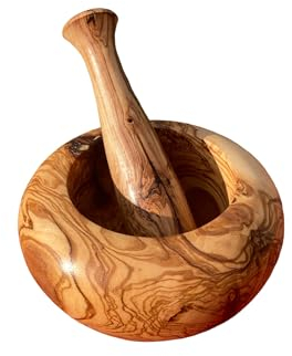 Mortier et pilon en bois d'olivier Zerazi (Bois naturel, ⌀ 16 cm)