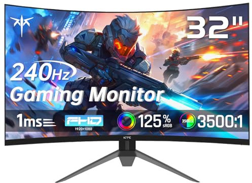 KTC Monitor para juegos de 32 pulgadas, monitor de 240 Hz 1080P