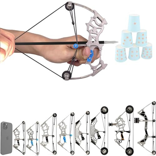 6-16,5 Zoll Compound Bogen und Pfeile Set für Bogenschießen Zielschießen Kleine Jagdspiele Taschenbogen Survival Bogen Geschenk LTH/RTH (Type7-19.1 cm Bow Set)