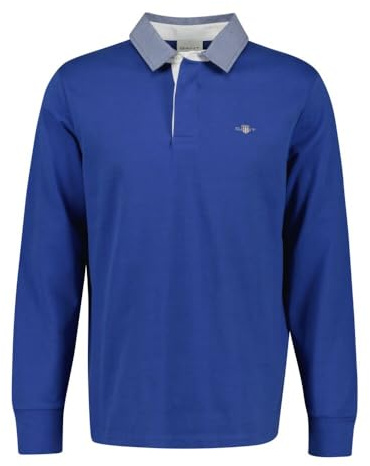 GANT Men's Reg Chambray Heavy Rugger Polo Shirt, Rich Blue, 3XL