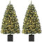 2PCS 145 cm künstlicher Weihnachtsbaum mit 300 Lichtern, 8 Modus Warmweiß Vorbeleuchteter Metallgestell Weihnachtsbaum mit Vintage Blumentopf Weihnachten Deko für Familientreffen, Büro und Flure