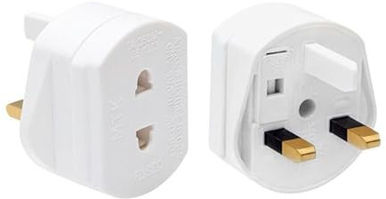 UK Electric Shaver Toothbrush Adaptor Plug -2 pin to 3 Pin Plug Socket Converter Plug - Heavy Duty Bathroom Shaver Plug Adaptor (pack of 2)