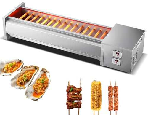 ZbOLi Máquina de Barbacoa de Escritorio Multifuncional, Parrilla de propano de Mesa con Control de Temperatura Dual de 0-100 ℃ y Parrilla Antiadherente, máquina de Kebab portátil sin Humo para 18cm